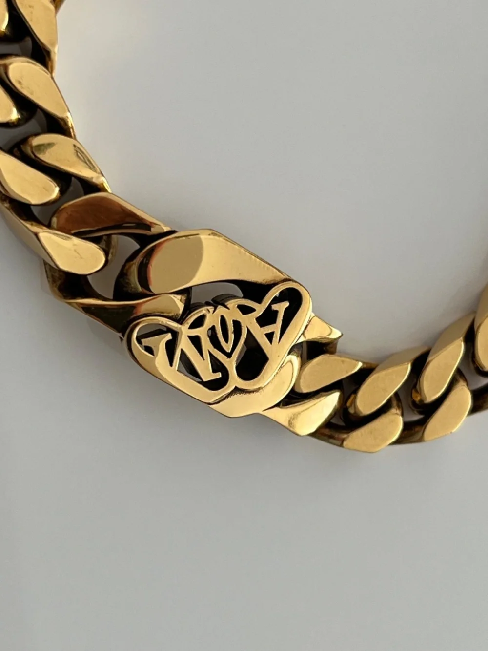 Alexander McQueen Gold Colored Men's Bracelet Logo Lettering A&M Adjustable Leng